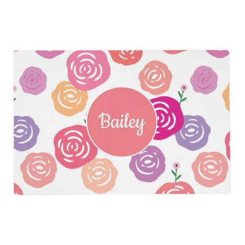 Bright Floral Pattern Personalized Pet Placemat
