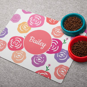 Bright Floral Pattern Personalized Pet Placemat