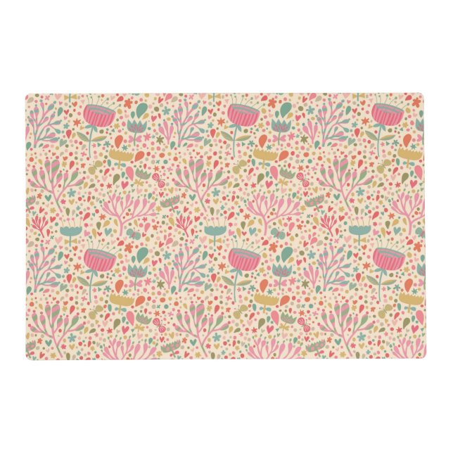 Bright floral pattern placemat (Front)