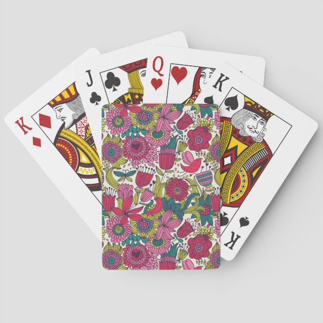 Bright floral pattern poker cards (Back)