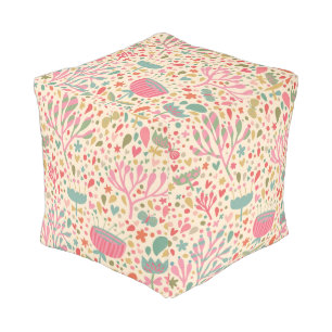 Bright floral pattern pouf