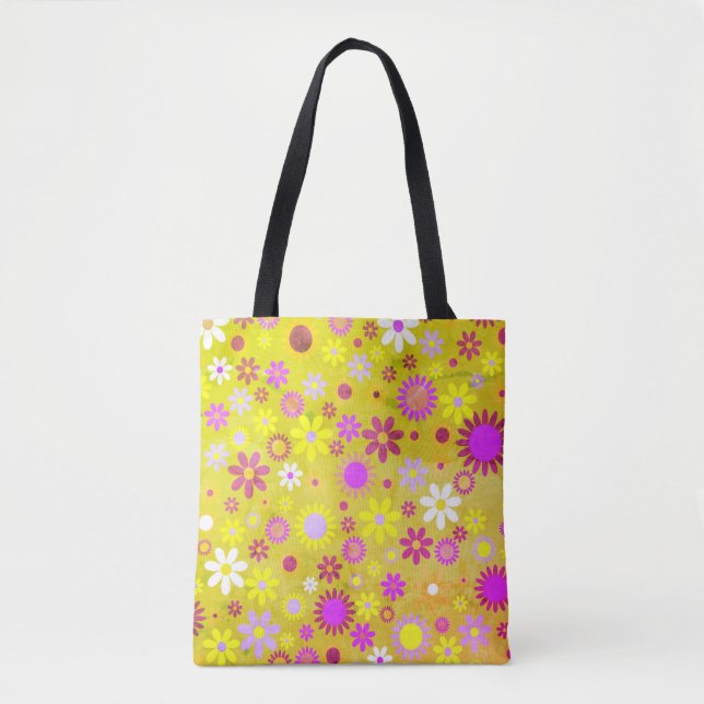 Bright Floral Pattern Tote Bag (Front)