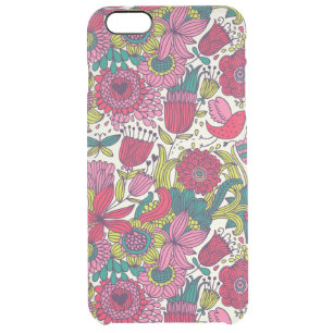 Bright floral pattern clear iPhone 6 plus case