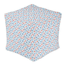 Bright Floral Pattern With Blue & Red Flowers
