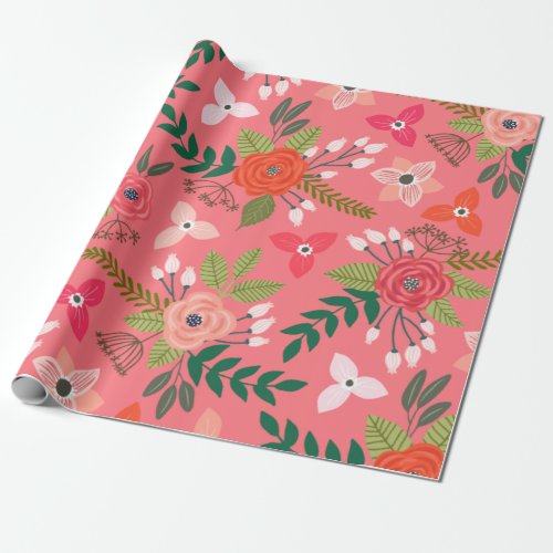 Bright Floral Pattern Wrapping Paper