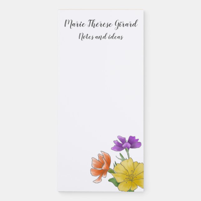 Bright Floral Personalized Magnetic Notepad (Front)