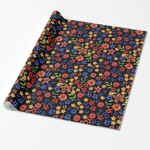 Bright Floral Print Custom Wrapping Paper