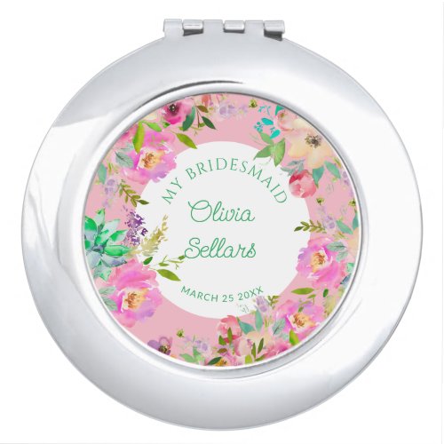 Bright Floral Profusion Bridal Shower Compact Mirror