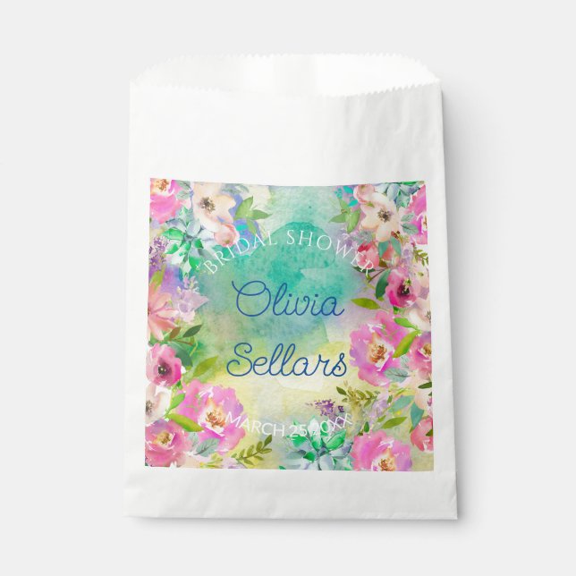 Bright Floral Profusion Bridal Shower Favor Bag (Front)