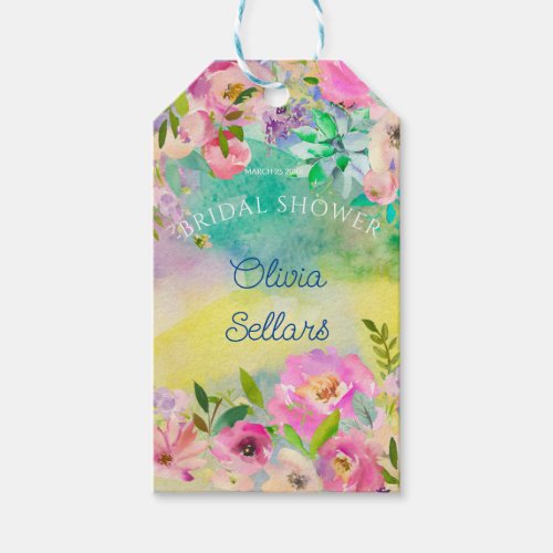 Bright Floral Profusion Bridal Shower Gift Tags