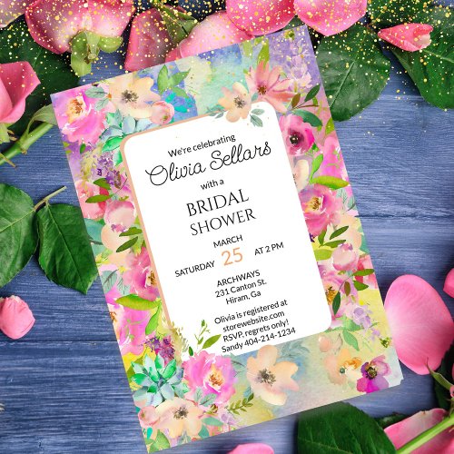 Bright Floral Profusion Bridal Shower Invitation