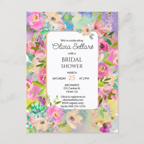 Bright Floral Profusion Bridal Shower Postcard