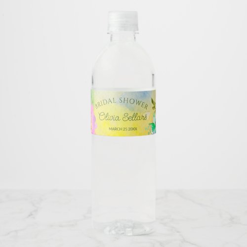Bright Floral Profusion Bridal Shower Water Bottle Label