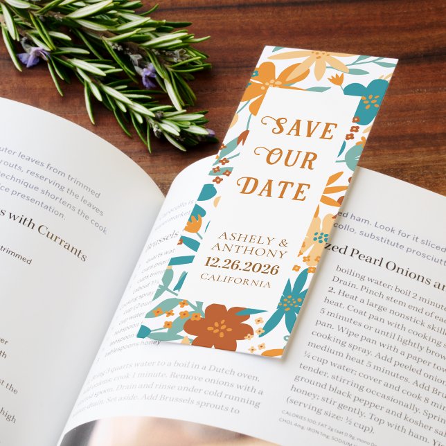 Bright Floral QR Code Save the Date Bookmarks (Creator Uploaded)