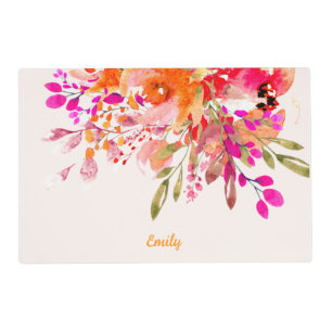 Bright Floral Romantic Custom Name Placemat