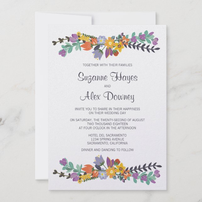 Bright Floral Spring Wedding Invitation (Front)