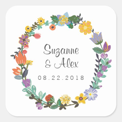 Bright Floral Spring Wedding Sticker