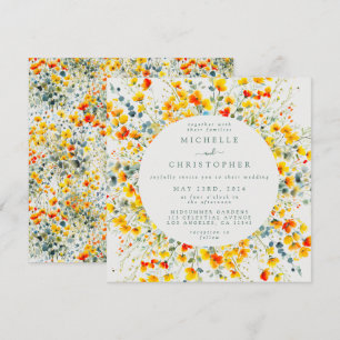Bright Floral Square Wedding Invitation