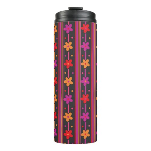 Bright floral stripe  thermal tumbler