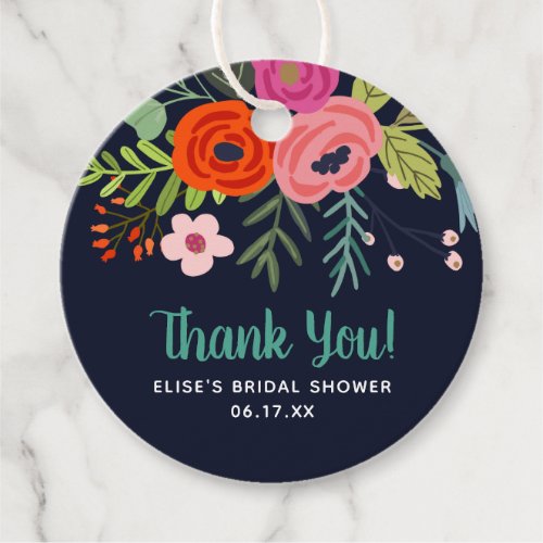 Bright Floral Thank You Bridal Shower Favor Tags
