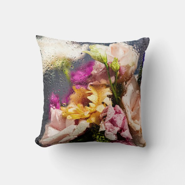 Bright Floral Throw Pillow (Front)