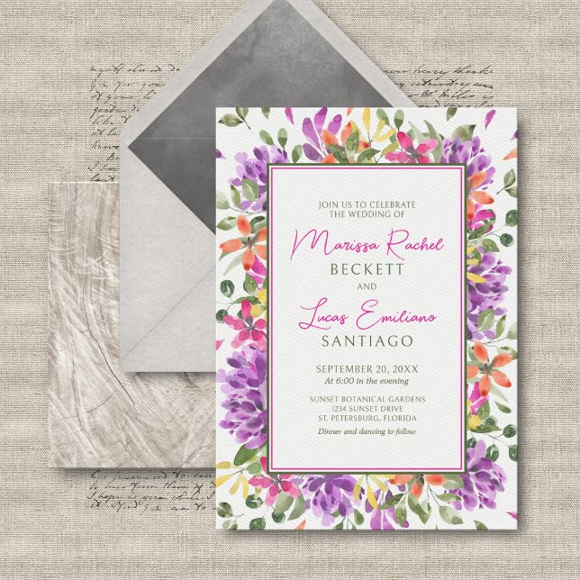Bright Floral Tropical Wedding Invitation (Creator Uploaded)