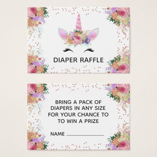 Bright Floral Unicorn Diaper Raffle (Front & Back)