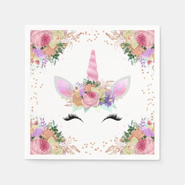 Bright Floral Unicorn Napkins (Front)