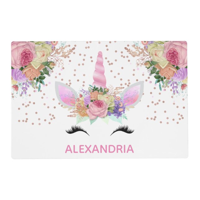 Bright Floral Unicorn Placemat (Front)