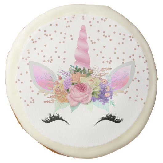 Bright Floral Unicorn Sugar Cookie (Front)