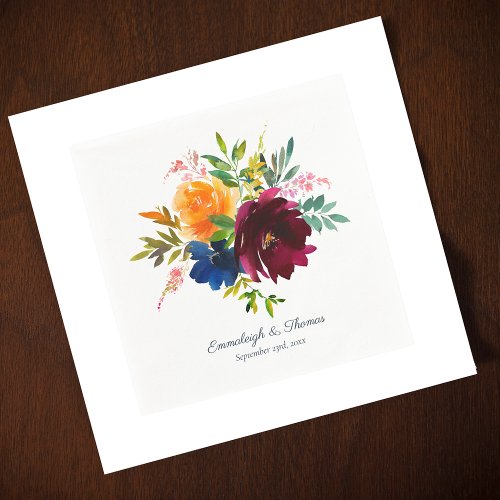 Bright Floral Watercolor  Napkins