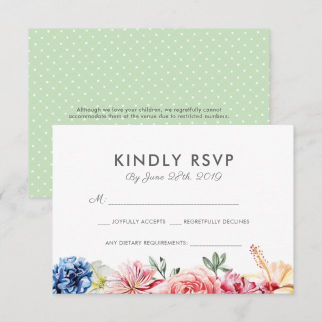 Bright Floral Watercolor RSVP cards (Front/Back)