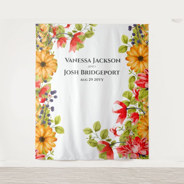 Bright Floral Watercolor Wall Backdrop (Front)