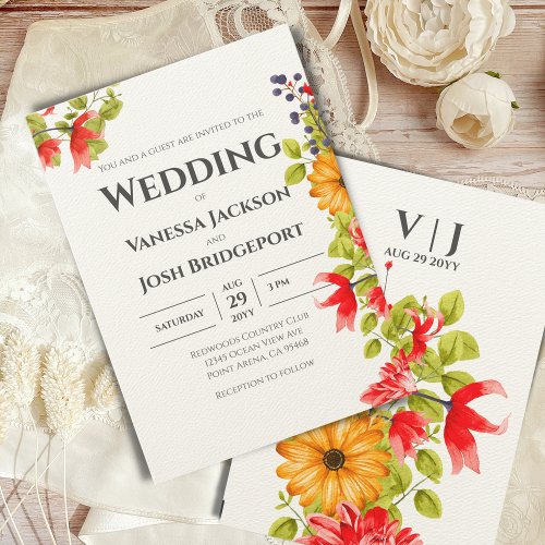 Bright Floral Wedding Invitation