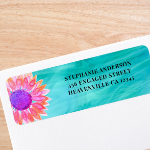 Bright Floral Wedding Return Address Label