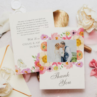 Bright Floral Wedding Thank You Card