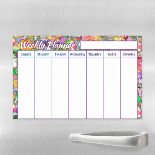 Bright floral Weekly planner Magnetic Dry Erase Sheet