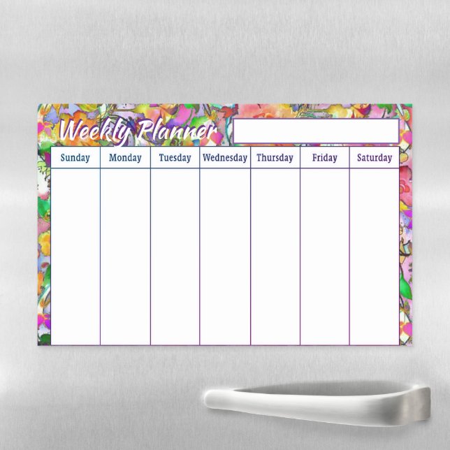 Bright floral Weekly planner Magnetic Dry Erase Sheet (In Situ)