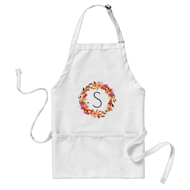 Bright Floral White Shiplap Baking Cooking Custom Adult Apron (Front)