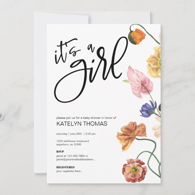 Bright Floral Wildflower Baby Shower Invitation (Front)