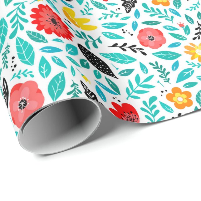 Bright Floral Wrapping Paper | Green (Roll Corner)