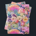 Bright Florals and Cute Rainbows Watercolor  Wrapping Paper Sheets<br><div class="desc">Get all wrapped up in bright,  watercolor rainbows and florals!  Three matching designs of beautiful,  illustrated flowers and rainbows in happy hues of pink,  purple,  yellow,  blue and green!  Use for wrapping gifts and soap,  as bookcovers,  drawer liners,  decoupage,  scrapbooking,  craft projects and more!</div>