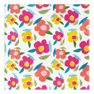 Bright Florals on White Acrylic Print