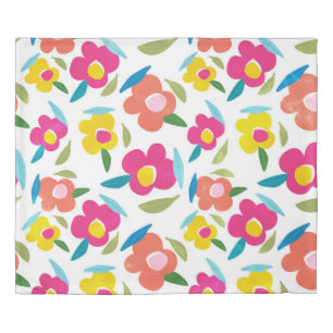 Bright Florals on White Duvet Cover