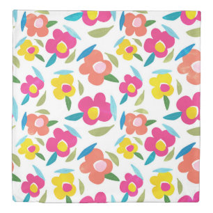 Bright Florals on White Duvet Cover