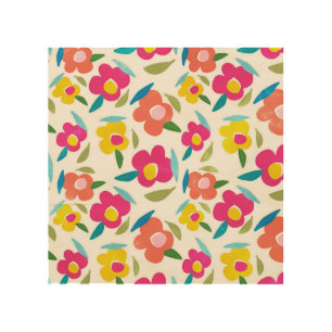 Bright Florals on White Wood Wall Art