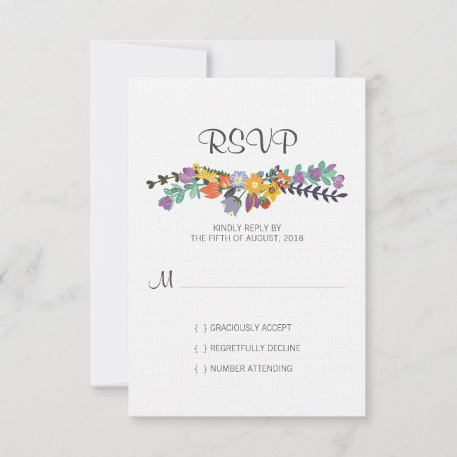Bright Florals Spring Wedding RSVP Card (Front)
