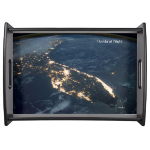 Bright Florida Lights at Night, NASA Photo Serving Tray
