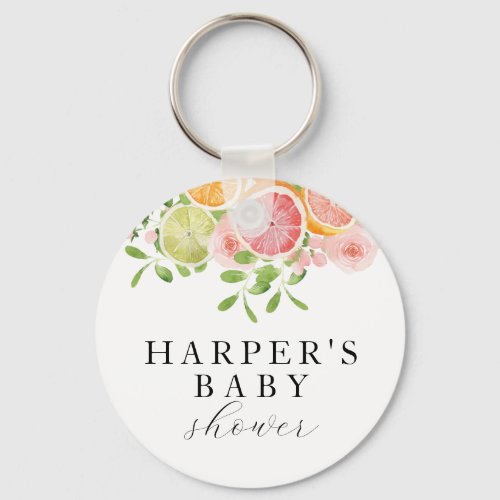 Bright flower and citrus baby shower keychain