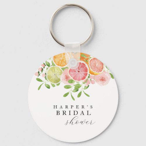 Bright flower and citrus bridal shower keychain